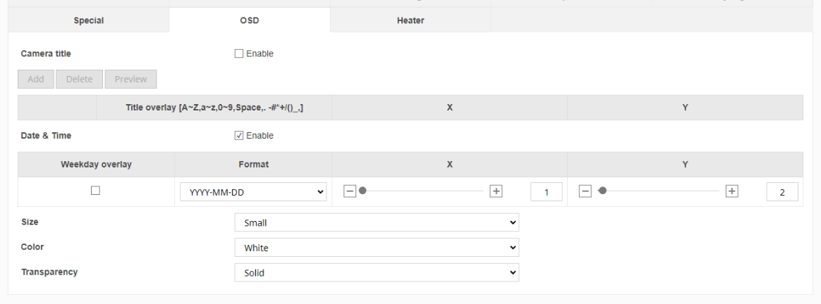 OSD Position on Wisenet 7 cameras – Hanwha Vision