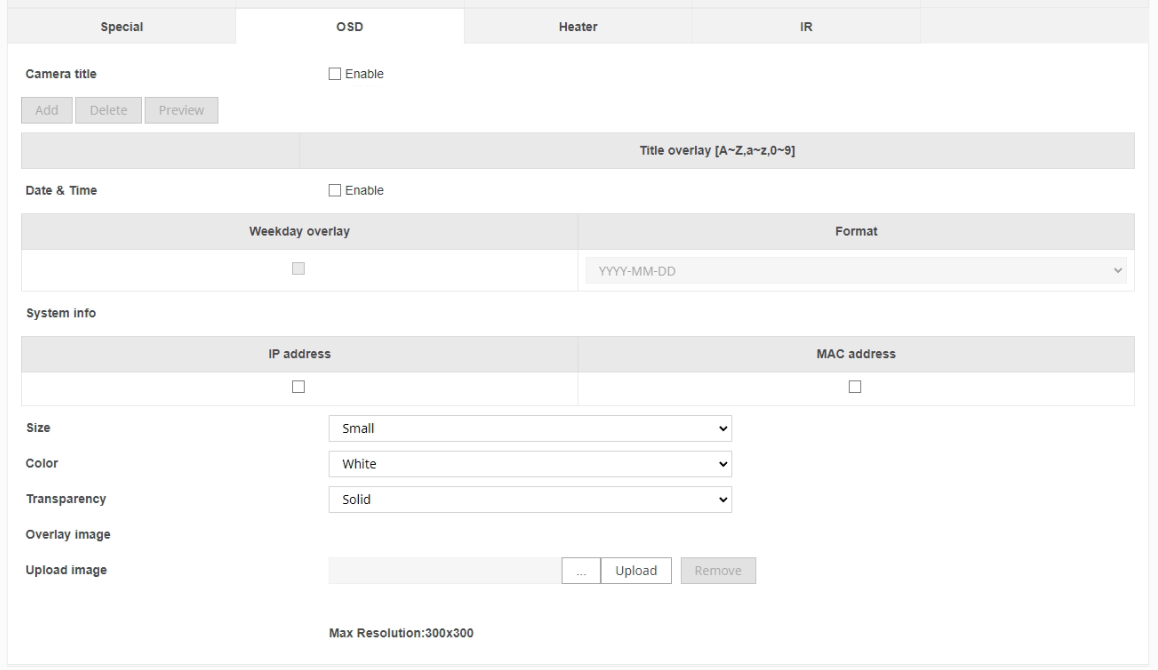 OSD Position on Wisenet 7 cameras – Hanwha Vision